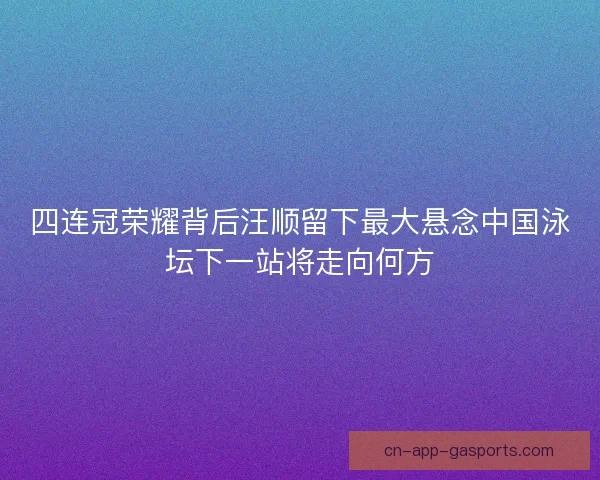 四连冠荣耀背后汪顺留下最大悬念中国泳坛下一站将走向何方