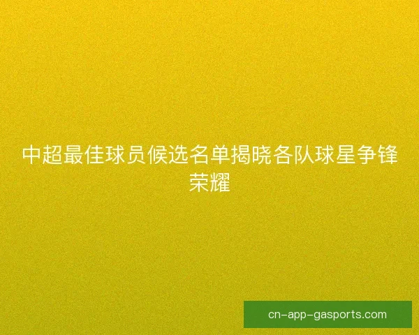 中超最佳球员候选名单揭晓各队球星争锋荣耀 中超最佳球员候选名单揭晓各队球星争锋荣耀